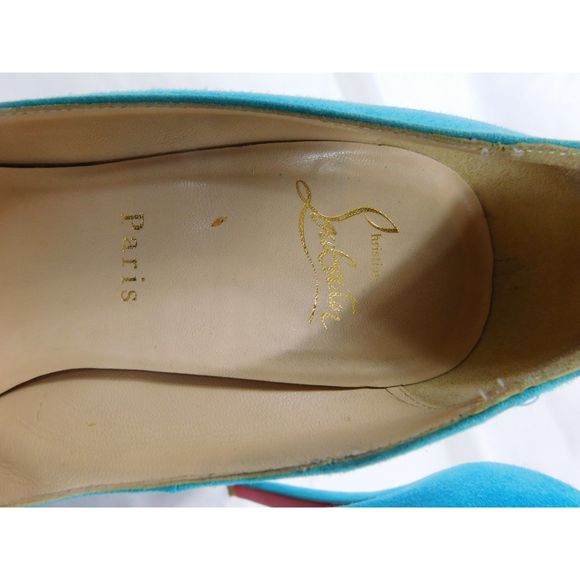 Christian Louboutin Rolando 120 Turquoise Suede Pumps - Picture 14 of 14